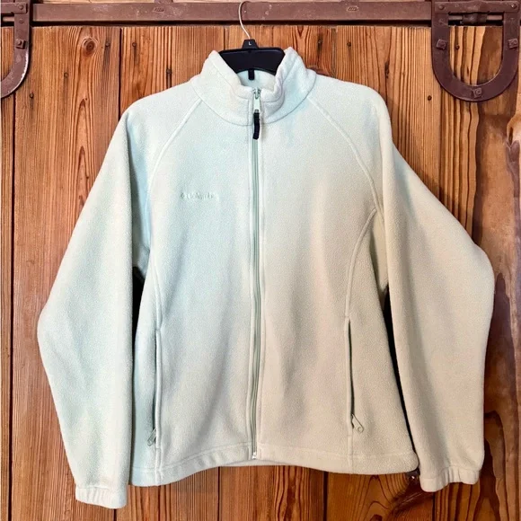 Columbia Women's Large Pale Mint Green “Benton Springs” Full-Zip Fleece Jacket - Picture 1 of 10